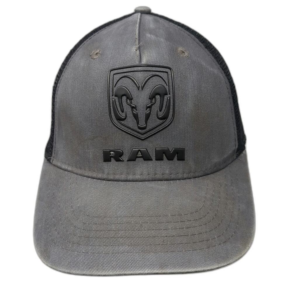 Outdoor Cap RAM Logo Gray Trucker Hat One Size Snapback Mesh Back Curved Brim